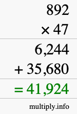 How to calculate 892 times 47 using long multiplication