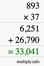 How to calculate 893 times 37 using long multiplication