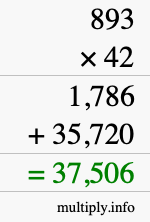 How to calculate 893 times 42 using long multiplication