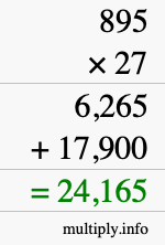 How to calculate 895 times 27 using long multiplication How to calculate 895 times 27 using long multiplication