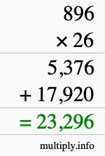 How to calculate 896 times 26 using long multiplication