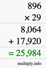 How to calculate 896 times 29 using long multiplication