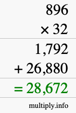 How to calculate 896 times 32 using long multiplication How to calculate 896 times 32 using long multiplication