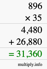 How to calculate 896 times 35 using long multiplication