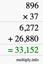 How to calculate 896 times 37 using long multiplication