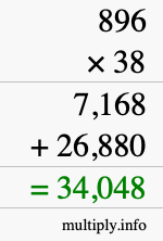 How to calculate 896 times 38 using long multiplication