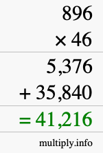 How to calculate 896 times 46 using long multiplication