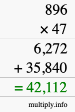 How to calculate 896 times 47 using long multiplication