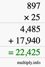 How to calculate 897 times 25 using long multiplication How to calculate 897 times 25 using long multiplication