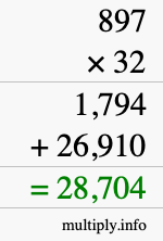 How to calculate 897 times 32 using long multiplication How to calculate 897 times 32 using long multiplication