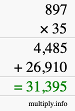 How to calculate 897 times 35 using long multiplication