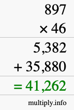 How to calculate 897 times 46 using long multiplication