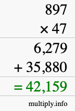 How to calculate 897 times 47 using long multiplication