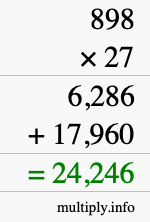 How to calculate 898 times 27 using long multiplication How to calculate 898 times 27 using long multiplication