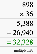 How to calculate 898 times 36 using long multiplication