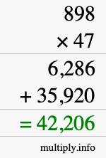 How to calculate 898 times 47 using long multiplication