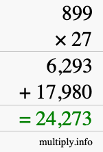 How to calculate 899 times 27 using long multiplication How to calculate 899 times 27 using long multiplication