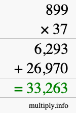 How to calculate 899 times 37 using long multiplication