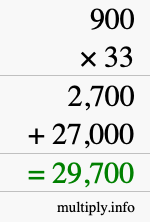 How to calculate 900 times 33 using long multiplication How to calculate 900 times 33 using long multiplication