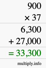 How to calculate 900 times 37 using long multiplication