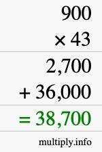 How to calculate 900 times 43 using long multiplication