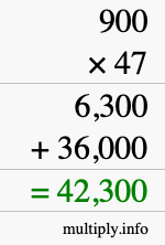 How to calculate 900 times 47 using long multiplication