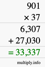 How to calculate 901 times 37 using long multiplication