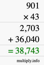 How to calculate 901 times 43 using long multiplication