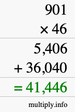 How to calculate 901 times 46 using long multiplication