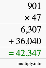How to calculate 901 times 47 using long multiplication