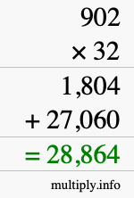 How to calculate 902 times 32 using long multiplication How to calculate 902 times 32 using long multiplication