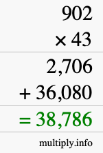 How to calculate 902 times 43 using long multiplication
