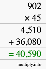 How to calculate 902 times 45 using long multiplication How to calculate 902 times 45 using long multiplication