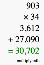 How to calculate 903 times 34 using long multiplication