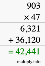 How to calculate 903 times 47 using long multiplication