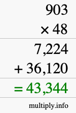 How to calculate 903 times 48 using long multiplication
