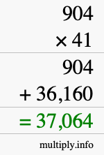 How to calculate 904 times 41 using long multiplication How to calculate 904 times 41 using long multiplication