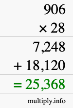 How to calculate 906 times 28 using long multiplication How to calculate 906 times 28 using long multiplication
