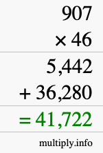 How to calculate 907 times 46 using long multiplication