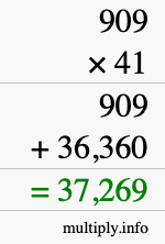 How to calculate 909 times 41 using long multiplication