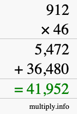 How to calculate 912 times 46 using long multiplication