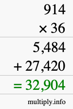 How to calculate 914 times 36 using long multiplication How to calculate 914 times 36 using long multiplication