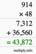 How to calculate 914 times 48 using long multiplication