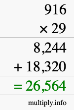 How to calculate 916 times 29 using long multiplication How to calculate 916 times 29 using long multiplication