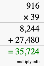 How to calculate 916 times 39 using long multiplication How to calculate 916 times 39 using long multiplication
