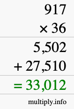 How to calculate 917 times 36 using long multiplication How to calculate 917 times 36 using long multiplication