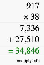 How to calculate 917 times 38 using long multiplication
