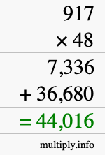 How to calculate 917 times 48 using long multiplication