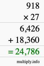 How to calculate 918 times 27 using long multiplication