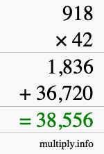 How to calculate 918 times 42 using long multiplication